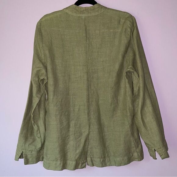 CP Shades Size M Sausalito Irish Linen Jacket Button Up Blazer Lagenlook - Picture 7 of 9